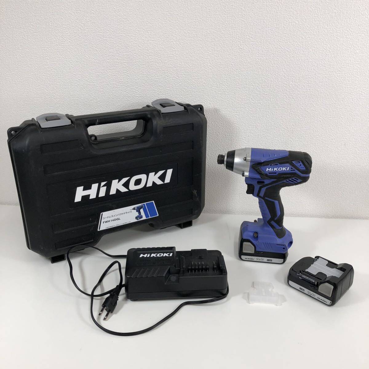W※ Hi KOKI ハイコーキ コードレス インパクトドライバ 充電式インパクトドライバ FWH 14DGL 14.4V 通電動作確認済み 傷 汚れ有 ケース付の画像1