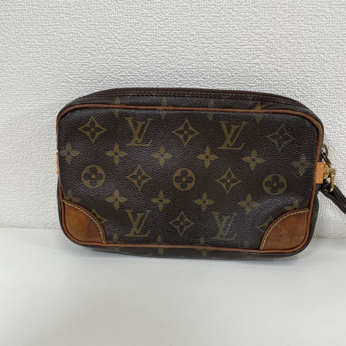 F◎ LOUIS VUITTON ルイヴィトン M51827 モノグラム マルリー ドラゴンヌ PM セカンドバッグ クラッチバッグ ブラウン キズ汚れ有りの画像3