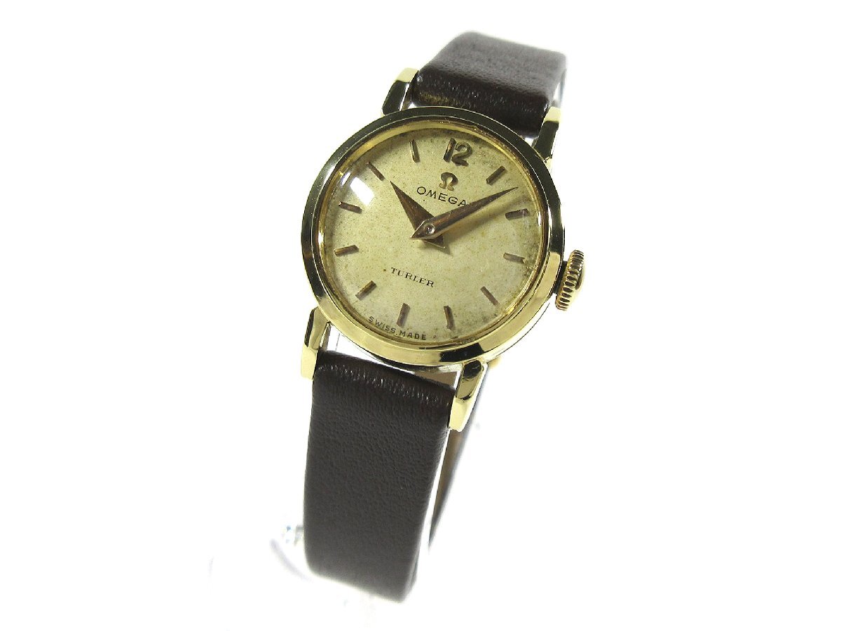 【オメガ】1957年 ヴィンテージ 2794 チューラー Wネーム アイボリー 19mm ラウンドケース レディース 手巻 時計 K18YG cal.244 A79