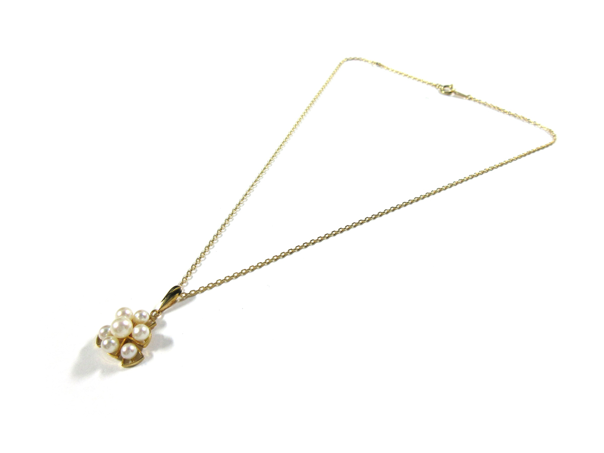 K18YG 3.5mm～4.5mm 7粒 アコヤ真珠 デザイン ネックレス 新品小豆ゴールドチェーン　J73_画像3