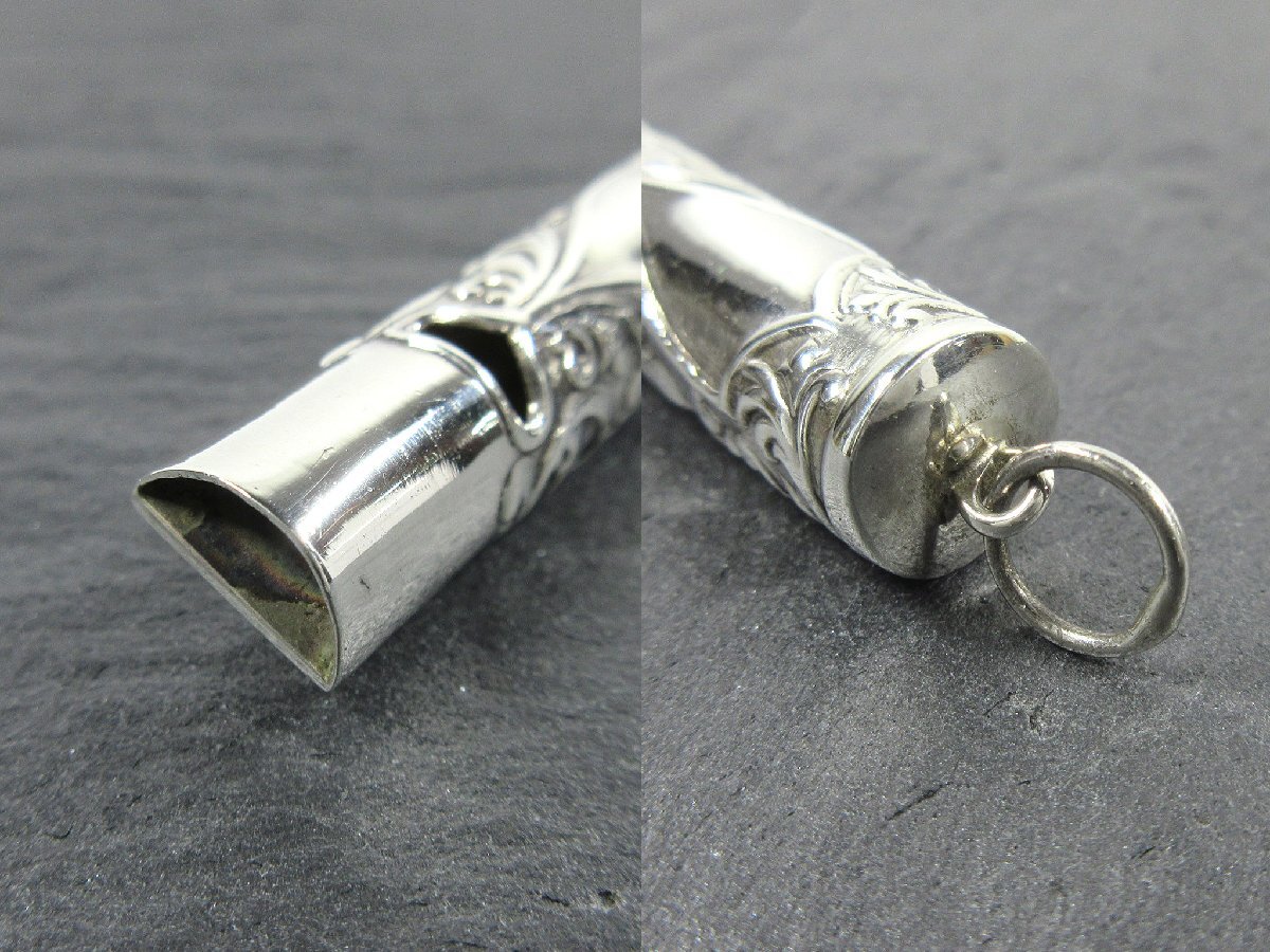  Tang . relief silver whistle motif pendant top 925 man and woman use 