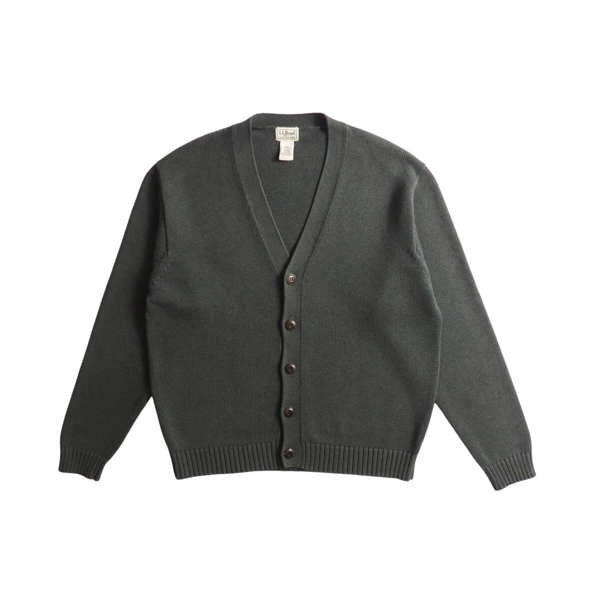 【格安saleスタート】 エルエルビーン L.L.Bean コットン100% ニット カーディガン カーキ 美品 メンズ 男性用