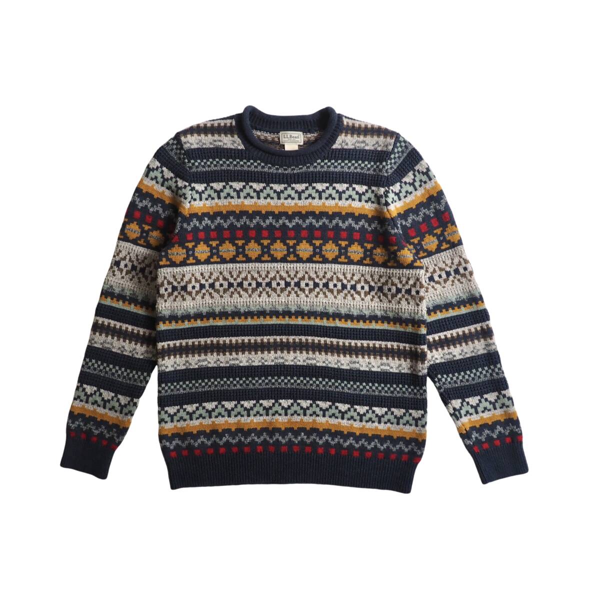 【おまけ付】 エルエルビーン L.L.Bean コットン100% ニット セーター 総柄 美品 メンズ 男性用