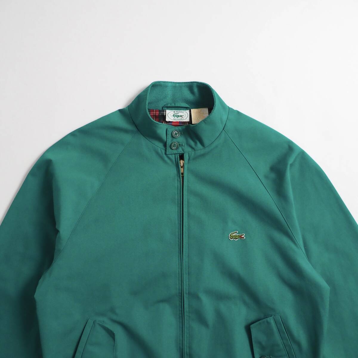 ラコステ　Lacoste　ブルゾン　スイングトップ　グリーン　裏地チェック柄　美品　メンズ