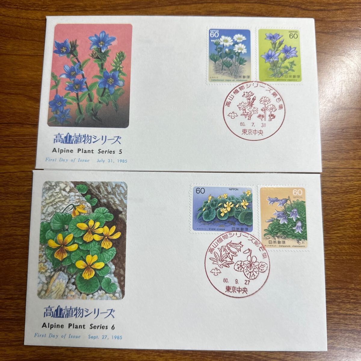 初日カバー 高山植物シリーズ 1-7完 1984-86年発行 記念印 解説書付の画像4