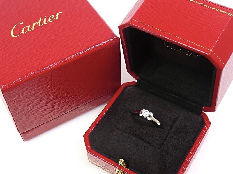 Cartier Cartier Pt950 diamond 0.34ctba Rely na sleigh tail ring #51 platinum 