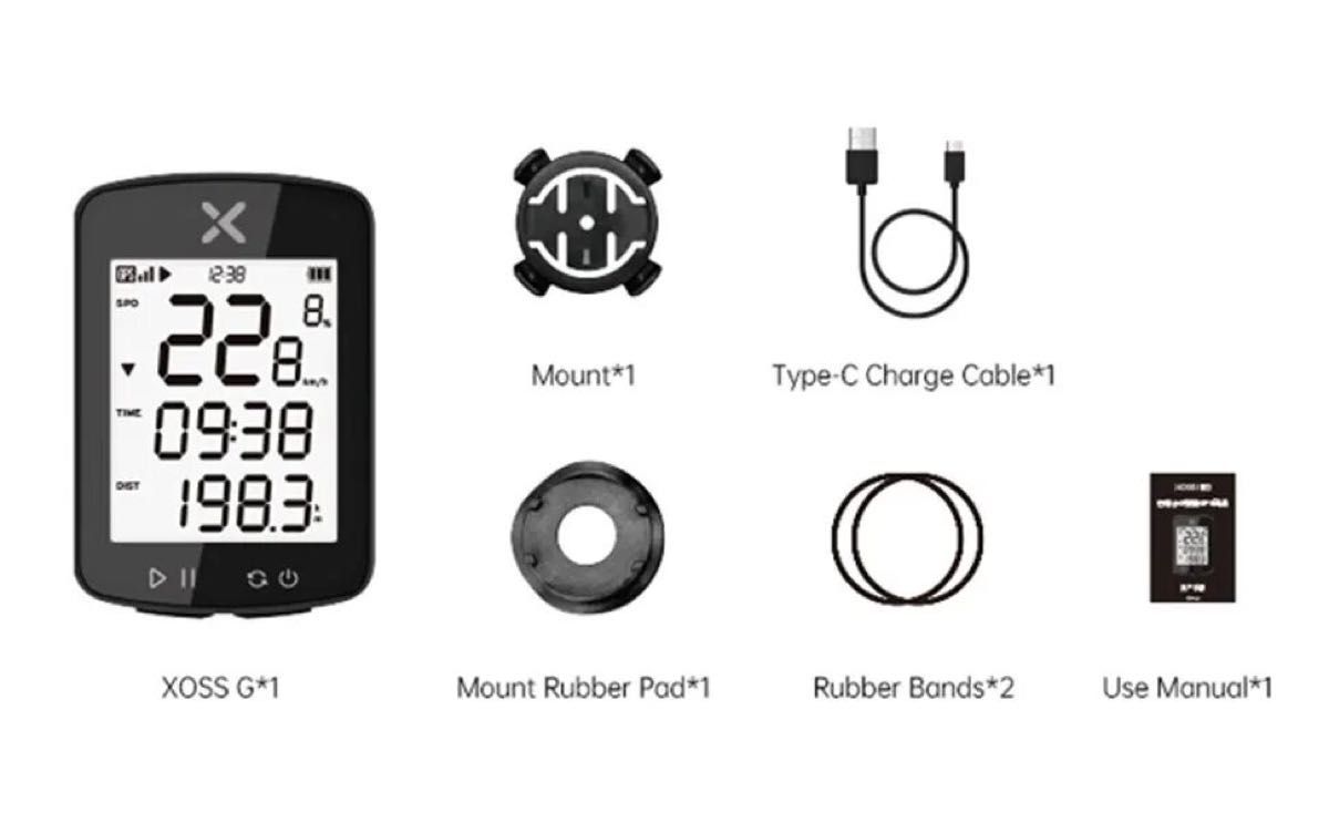 XOSS G Gen2 サイクルコンピュータ GPS サイコン 2.2インチ IPX7防水 Type-C充電 ワイヤレス