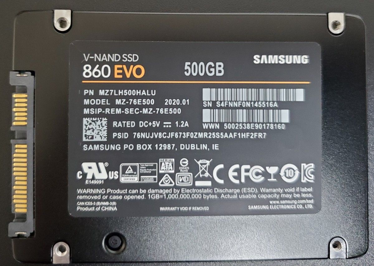 正常99% SAMSUNG  SATA  SSD  EVO 860 500GB 動作確認済み  Samsung
