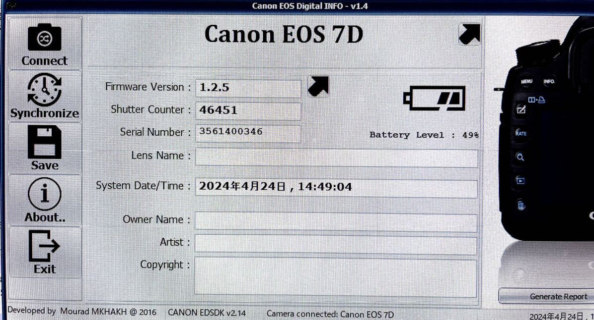 【シャッター数 46451】Canon デジタルー眼レフカメラ EOS 7D レンズキット EF-S18-200mm IS【ケース＆ベルト付き】動作確認済みの画像10