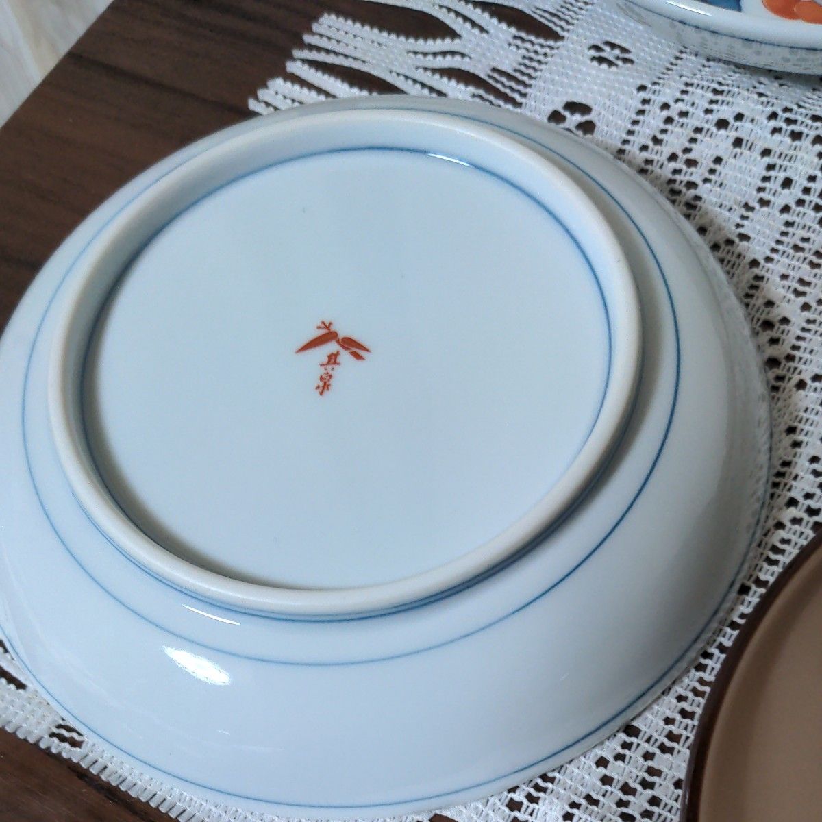 基泉・三和陶苑 小皿食器   銘々皿 きれいな小皿３種 ペアで6枚組   和皿と編み模様に青絵、肌色に小バラ散らしの３種 未使用品