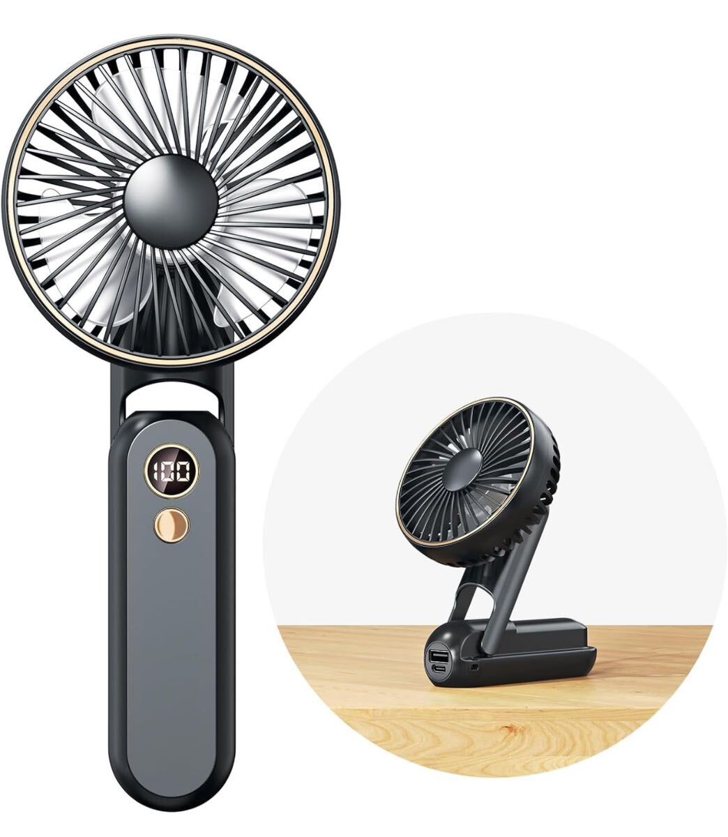  handy fan handy electric fan in stock electric fan 20dB quiet sound mobile electric fan 3000mAh battery built-in maximum 24 hour continuation use 5 -step air flow adjustment black 