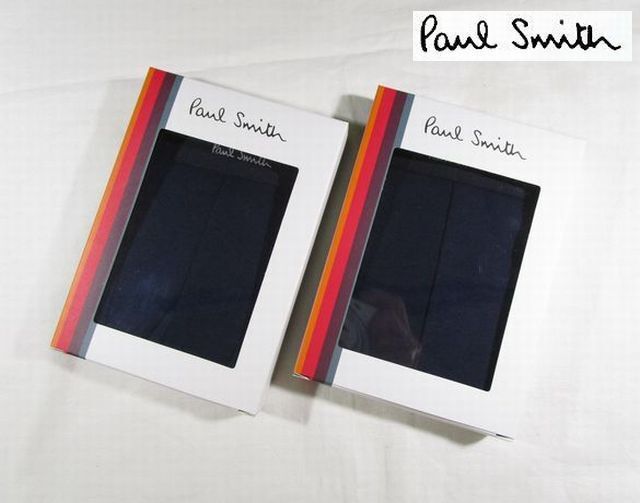 ◇e95新品国内正規品 定価7,260円ポールスミス Paul Smith REGULARボクサーパンツ2枚セット前開き 【LL】紺 ブランドロゴ マルチストライプの画像1