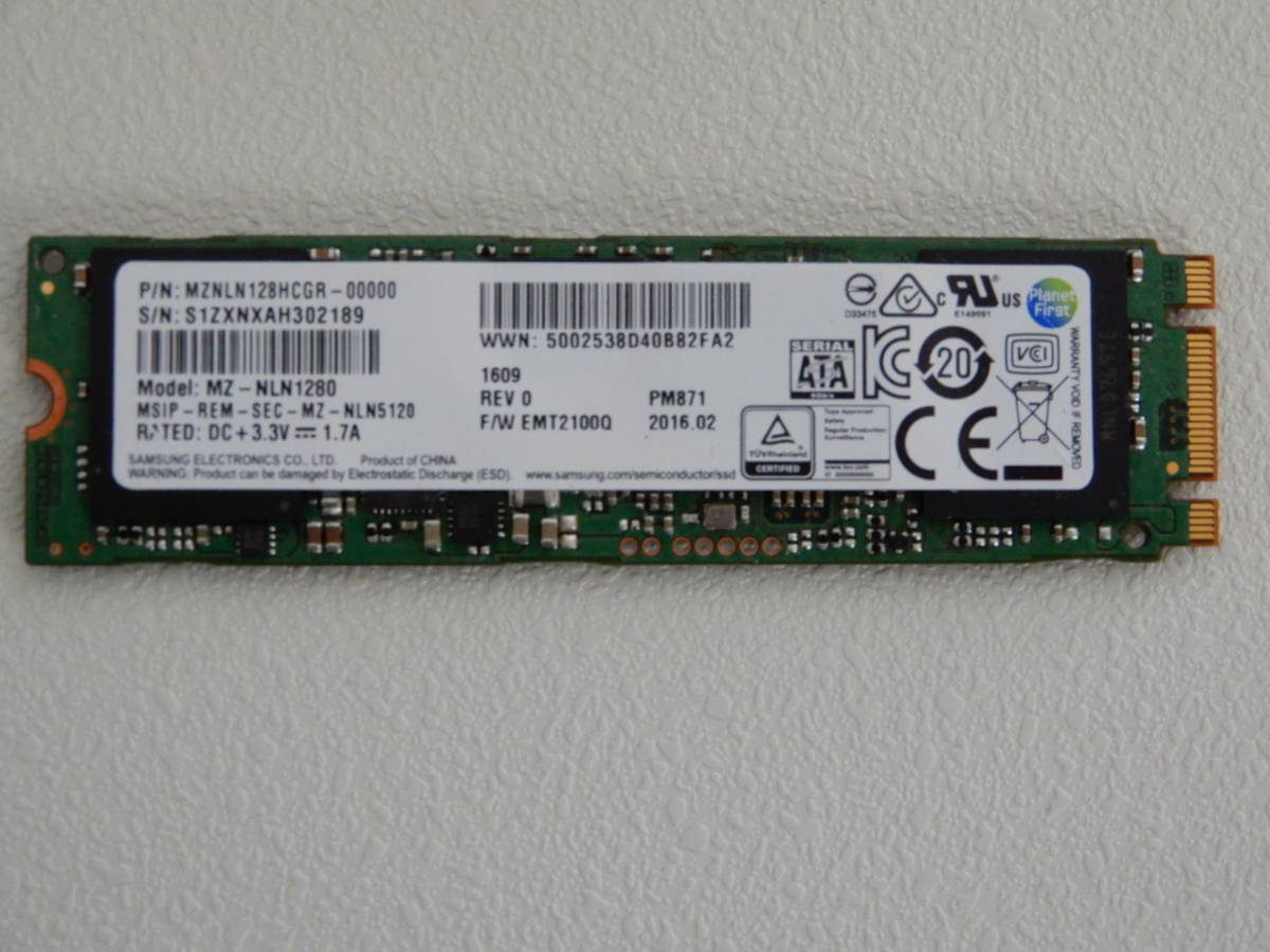 ●SAMSUNG　M.2 SSD 128GB SATA　MZ-NLN1280　正常動作品　●_画像1