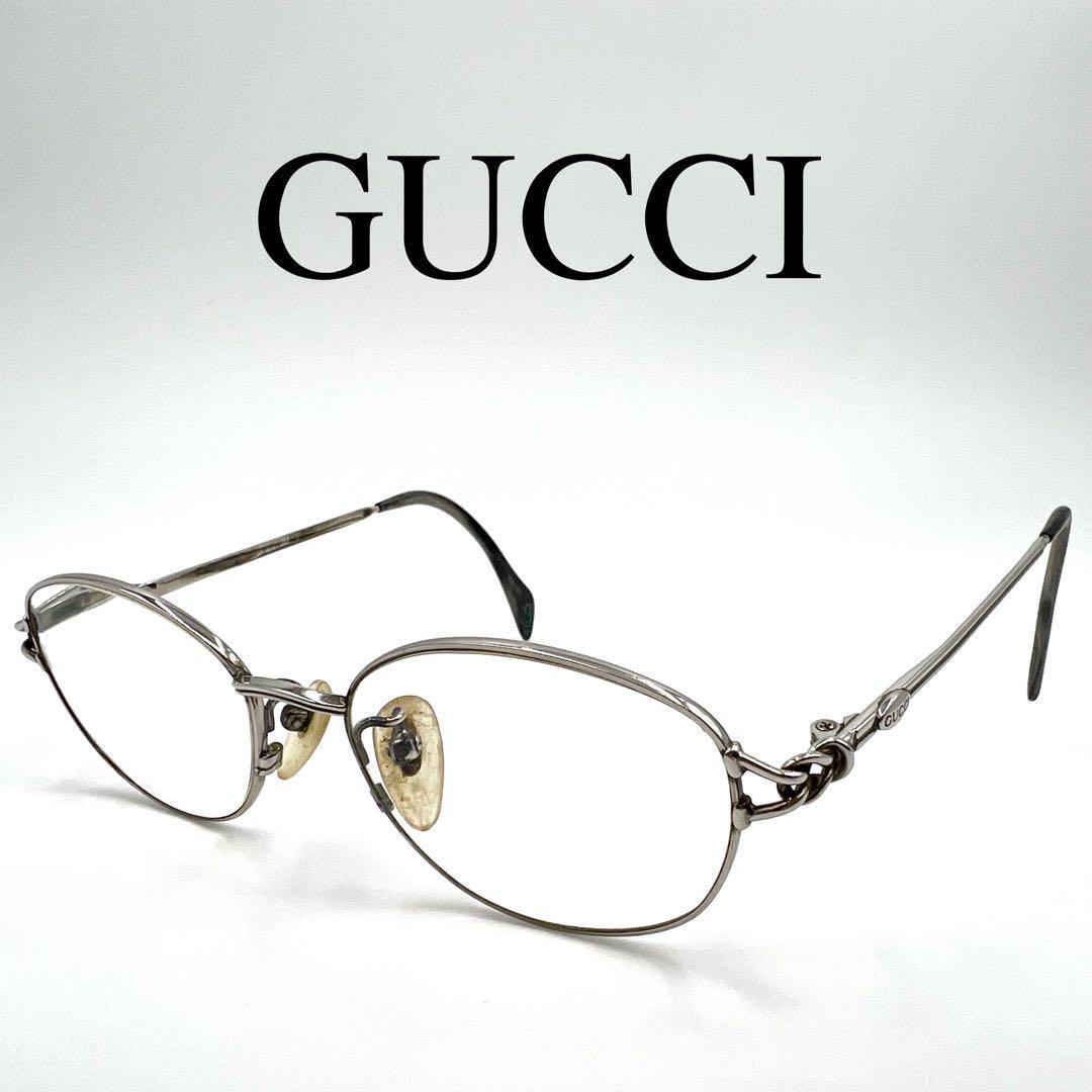 GUCCI グッチ メガネ 眼鏡 度入り サイドロゴ フルリム ケース付き_画像1