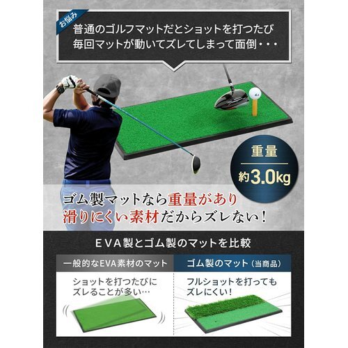 GolfStyle 練習用 ショットマット 素振り ゴムマット 人工芝 屋外 マット 練習 ゴルフ ゴルフマット 47