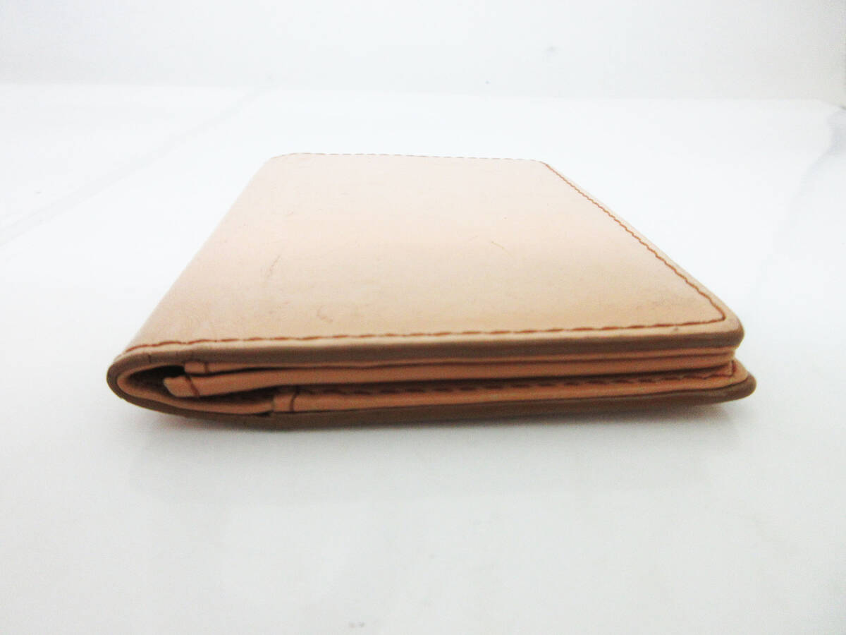 N8529[ card-case ] cow leather original leather * folding in half pass case ticket holder fashion accessories ornament clothing accessories * used *
