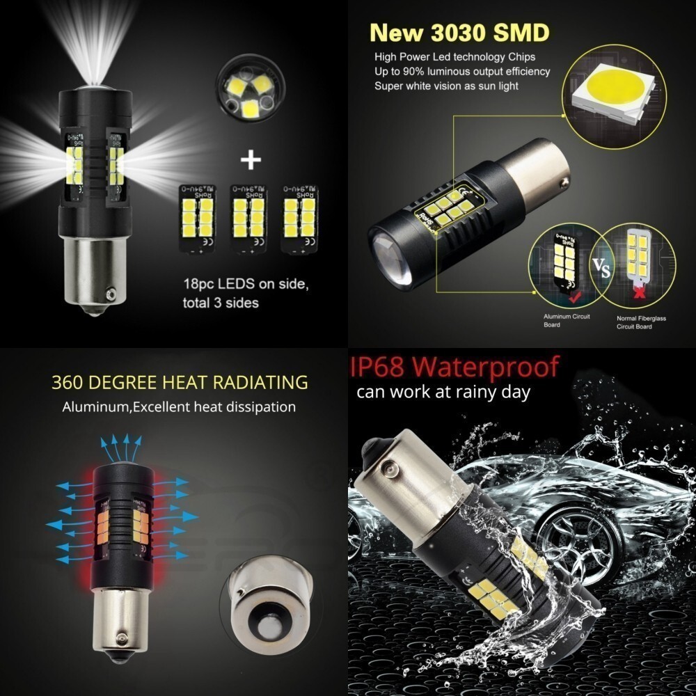 【送料無料】2個 爆光 LED レッド S25 ダブル ストップランプ ブレーキランプ テールランプ 高輝度 SMD 21連 段違い並行ピンの画像9