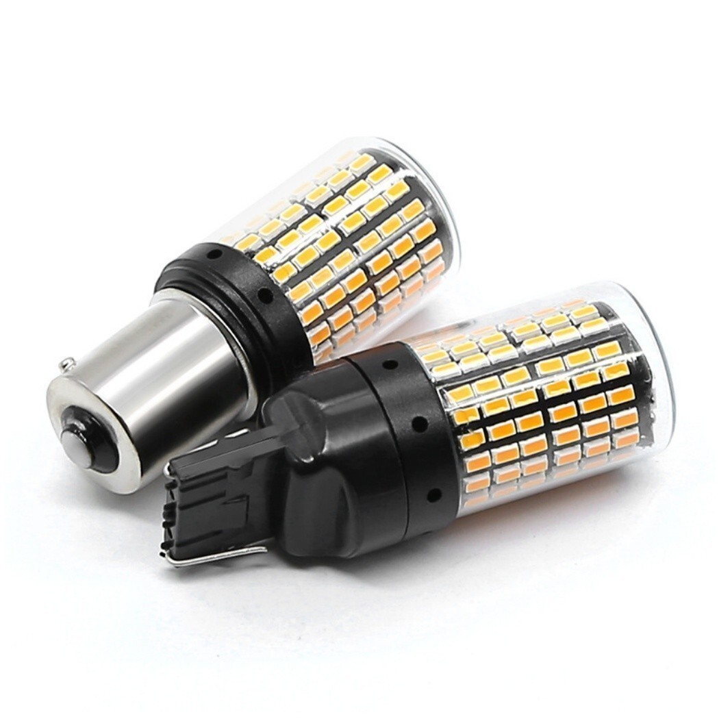 【送料無料】2個 爆光 144連 LED S25 シングル 150度 180度 ウインカー アンバー 無極性 ハイフラ 抵抗内蔵 キャンセラー内蔵 ピン角違い_画像9