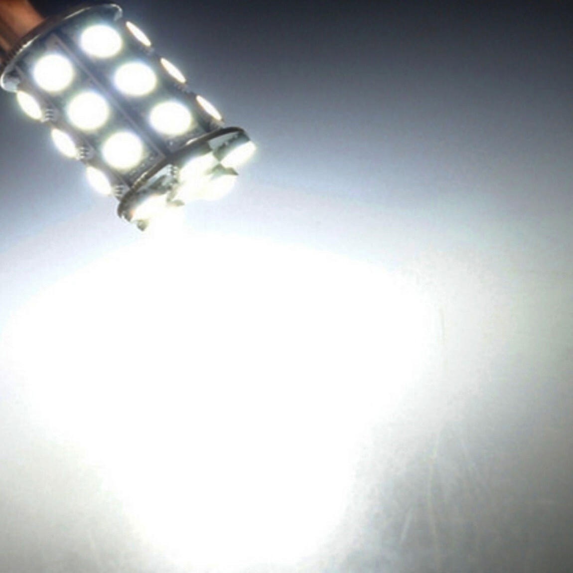 【送料無料】2個 爆光LED ホワイト S25 ダブル 27連 ストップランプ ブレーキランプ テールランプ 高輝度SMD 5050SMDの画像6