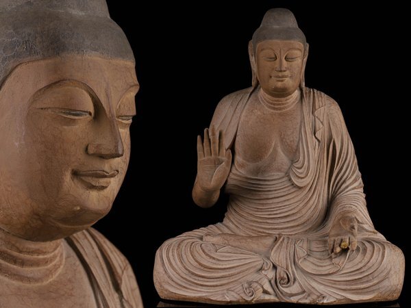 【流】仏教美術 国宝写 樹脂仏 高33cm KU967_画像1