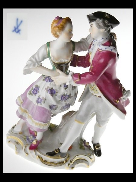 N530 Meissen マイセン 高級シリーズ ハンドペイント 金彩 貴公子 貴婦人 ダンス フィギュリン 飾物の画像1