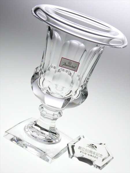 N449 Baccarat バカラ クリスタル 限定作品 デジレ キリン創立80周年記念 脚付 ベース 花瓶 飾壷の画像1