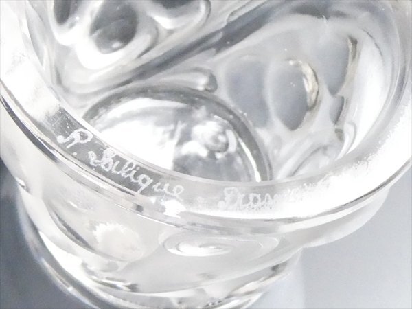 n376 R.LALIQUE ルネ・ラリック 作 クリスタル 高台 レリーフ ゴブレット グラスの画像8