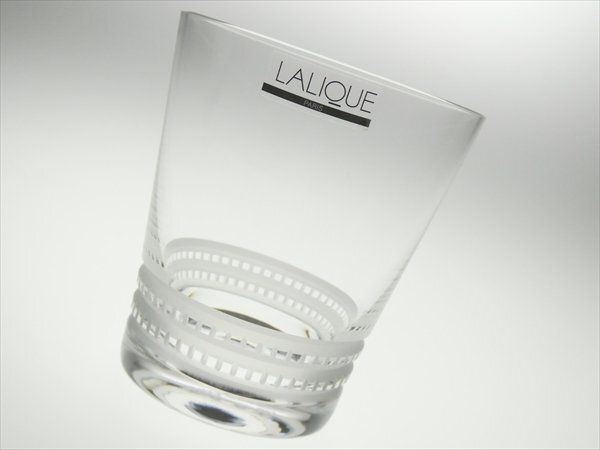 N524 LALIQUE ラリック クリスタル ファセット ペア オールドファッション ロックグラス タンブラーグラス 2客の画像3