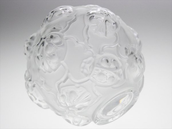 n543 LALIQUE ラリック フロステッド クリスタル てんとう虫 レリーフ ベース 花瓶 飾壷の画像5