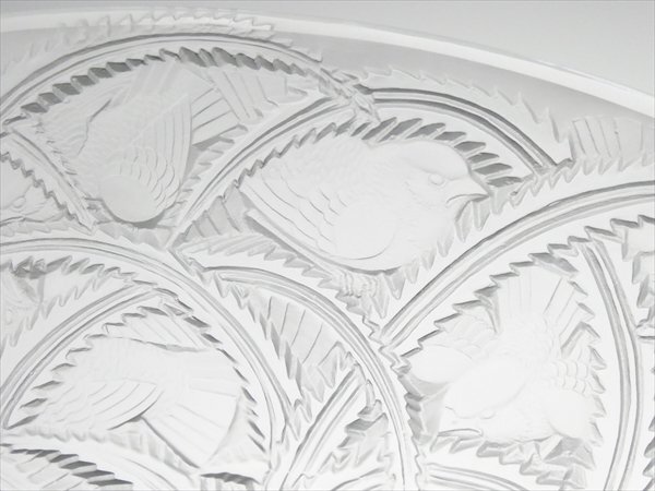 n544 LALIQUE ラリック フロステッド クリスタル パンソン バード レリーフ 大型 ボウルの画像5