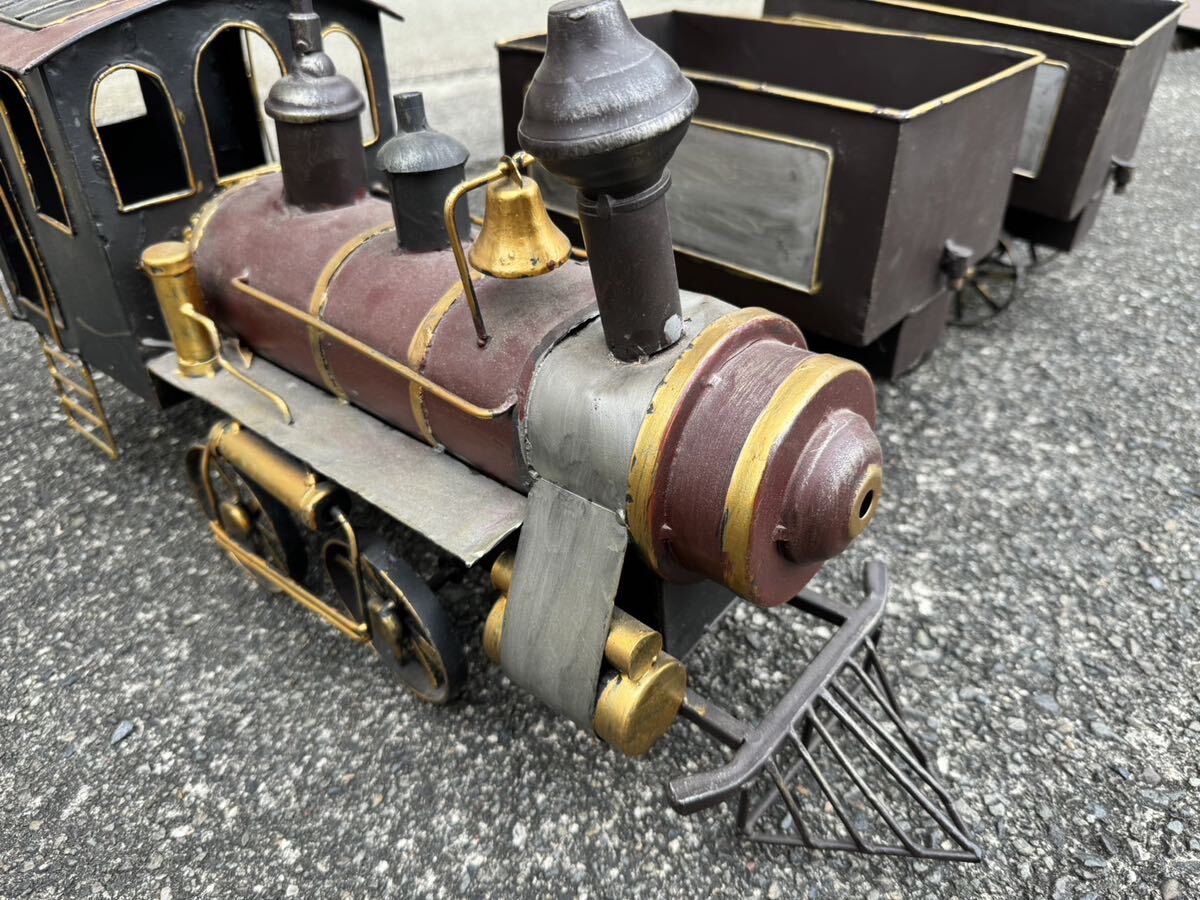 ヴィンテージ ブリキ 特大蒸気機関車 全長 約120cm 3両 / 現状渡し_画像3