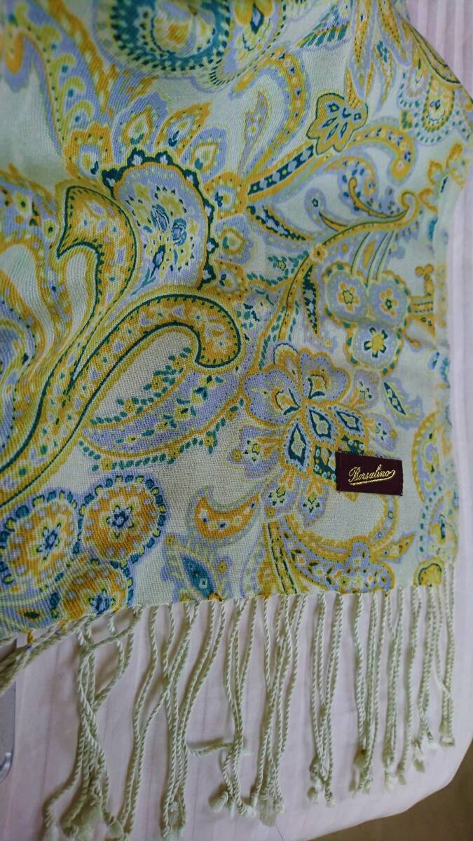 *Borsalino(boru surrey no)peiz Lee pattern stole light green ( mint green ) silk × cashmere thin spring autumn new goods unused 176×50 cm free shipping 