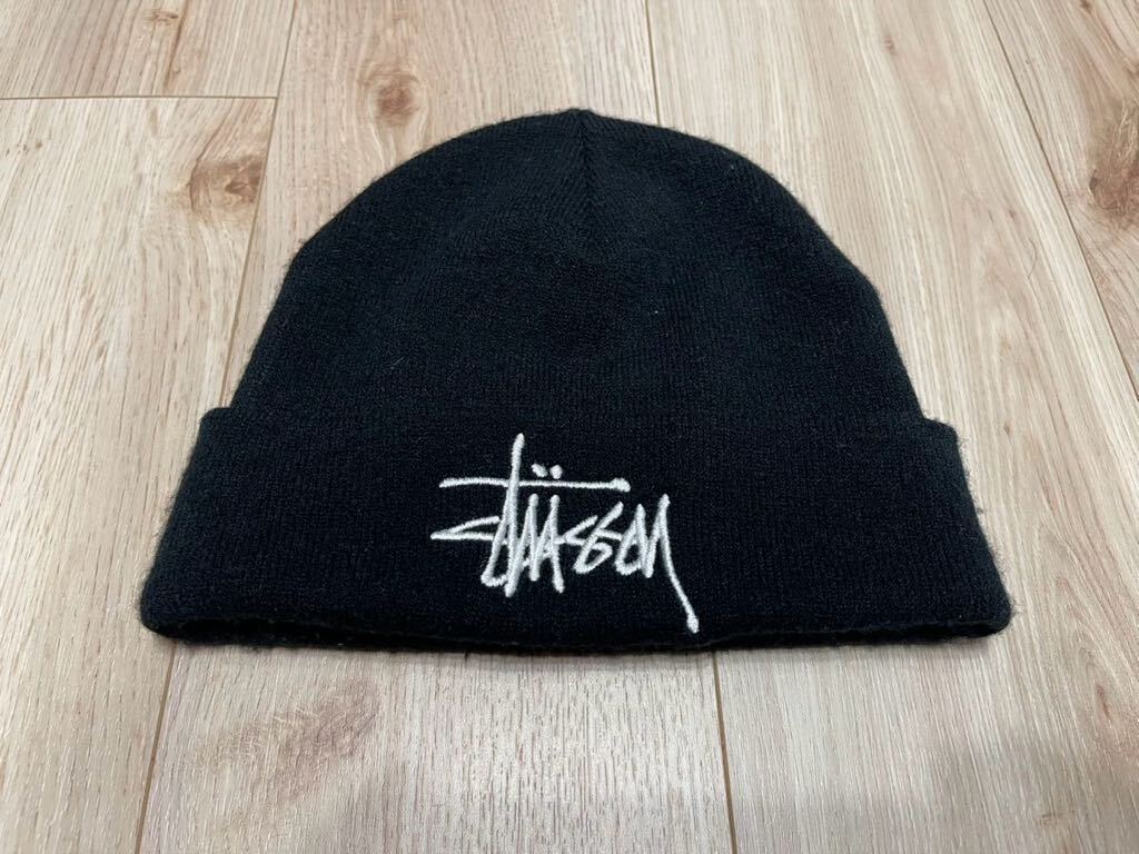 Stussy ステューシー ニット帽 スノーボード 黒 ブラック刺繍 の画像1