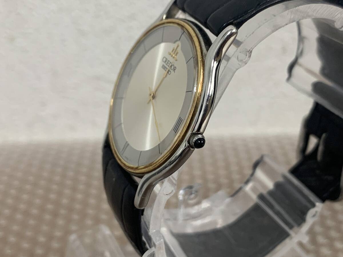 ☆13212 SEIKO クレドール/CREDOR SS×18KT BEZEL 5A74-0020 腕時計 クオーツ 純正レザーベルト☆の画像3