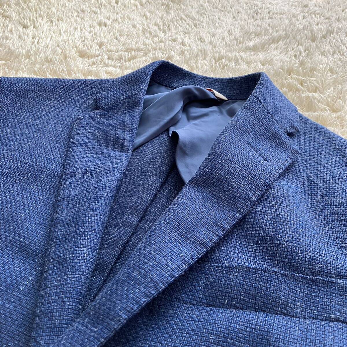 ブルックスブラザーズ 「爽やかな一着」 Brooks Brothers テーラードジャケット アンコン シルク リネン 青 ブルー M相当の画像5