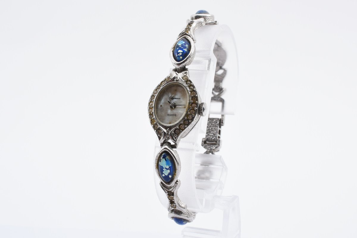 エレガンス 石付き オーバル 手巻き レディース 腕時計 Eleganceの画像2