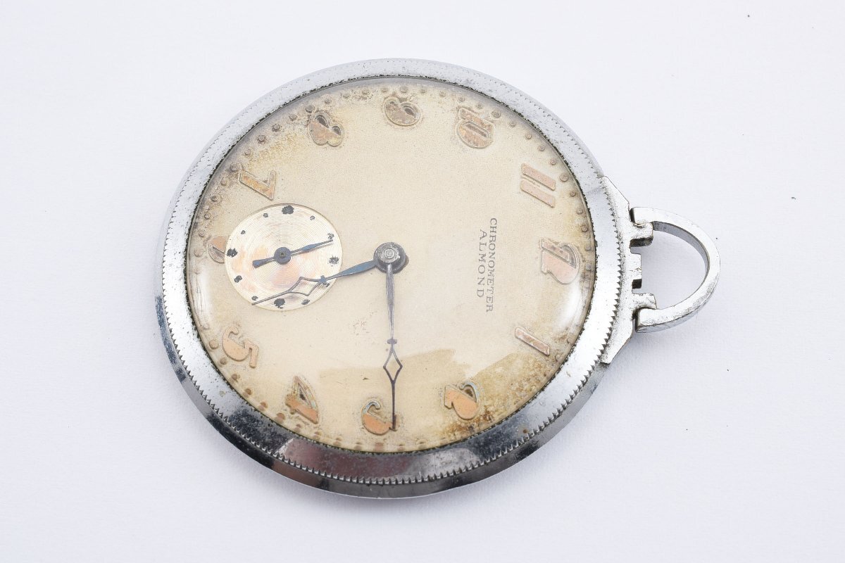 アーモンド クロノメーター ポケットウォッチ スモセコ 手巻き メンズ 腕時計 ALMONDの画像2