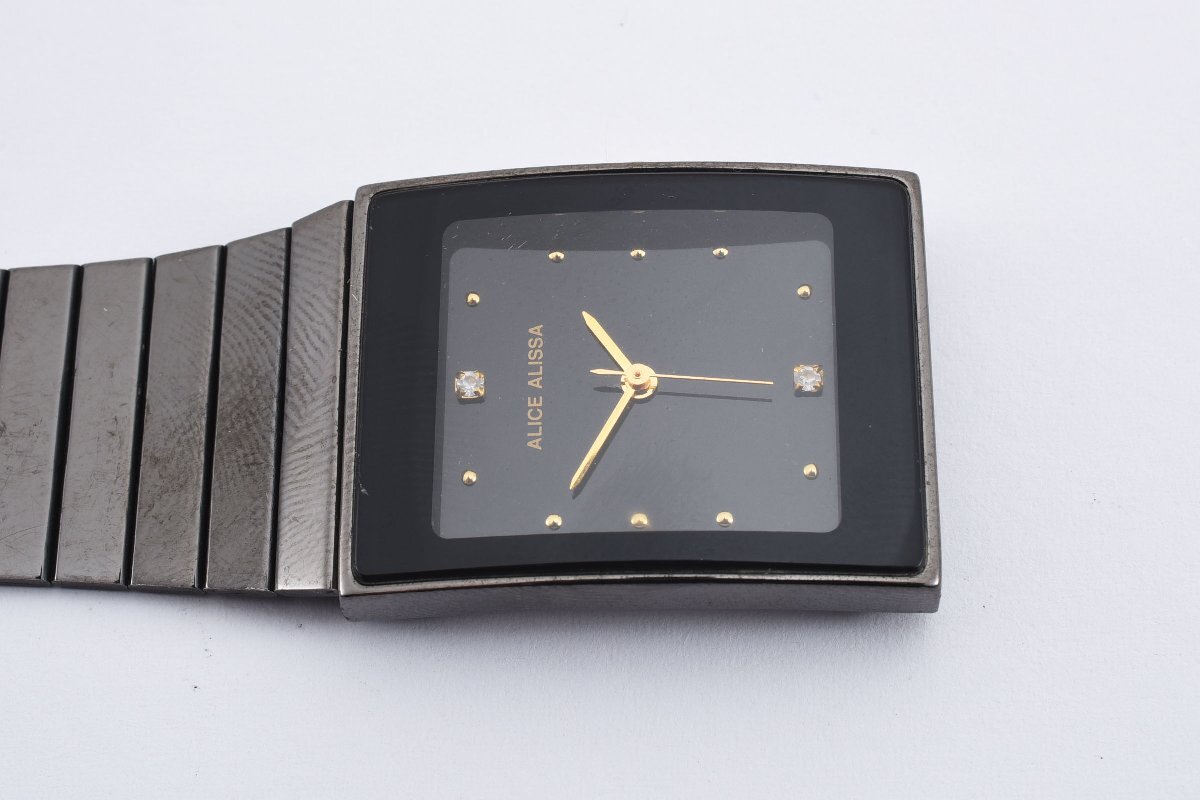 アリスアリッサ 石付き AA-102 スクエア ブラック レディース 腕時計 ALICEALISSAの画像5