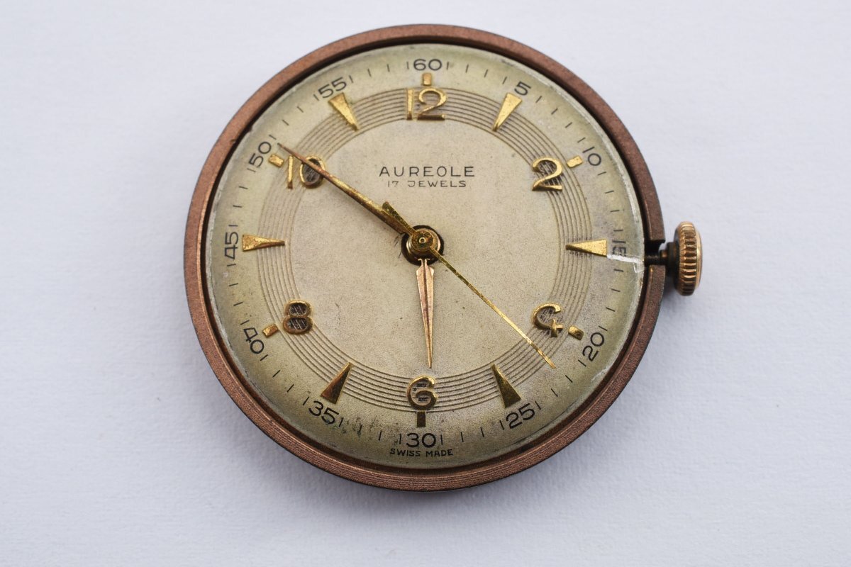 稼働品 オレオール ポケットウォッチ ラウンド 手巻き メンズ 腕時計 AUREOLEの画像1