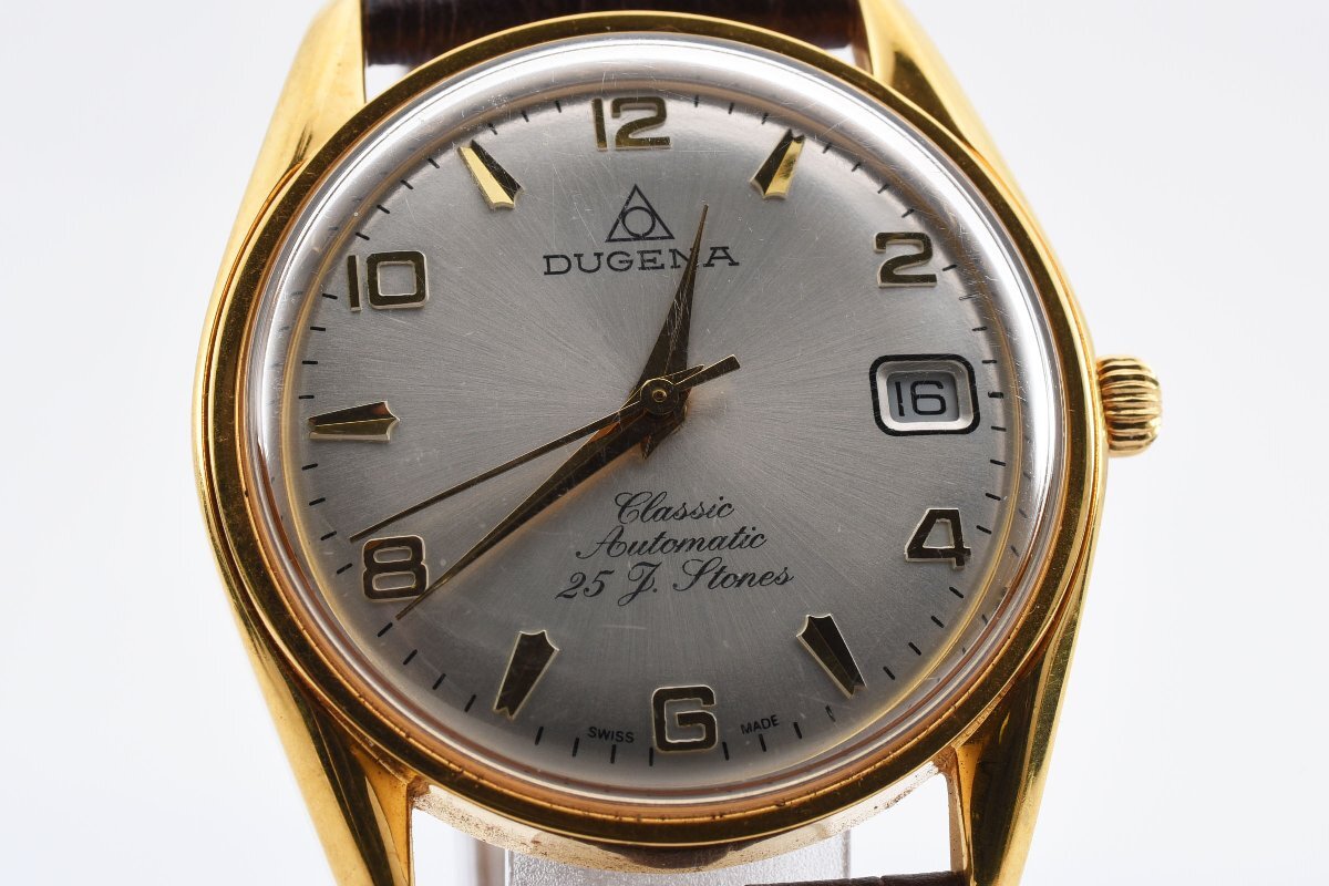 稼働品 ドゥゲナ クラッシック デイト ラウンド 自動巻き メンズ 腕時計 DUGENAの画像1