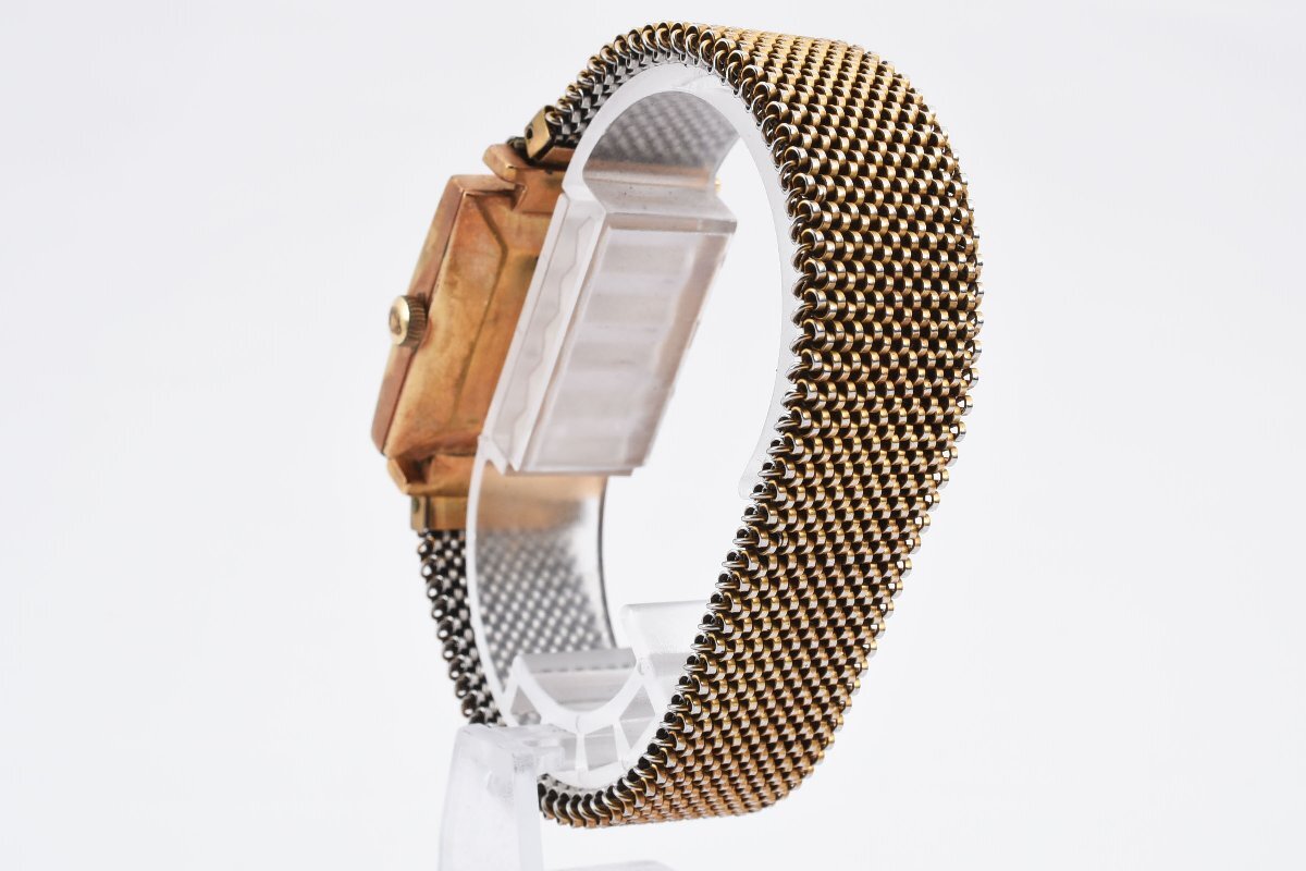 稼働品 エニカ デイト スクエア ゴールド 手巻き メンズ 腕時計 ENICARの画像4