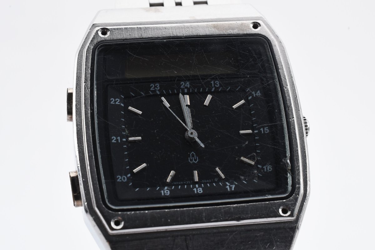 セイコー H357-5010 クォーツ シルバー メンズ 手巻き 腕時計 SEIKOの画像1