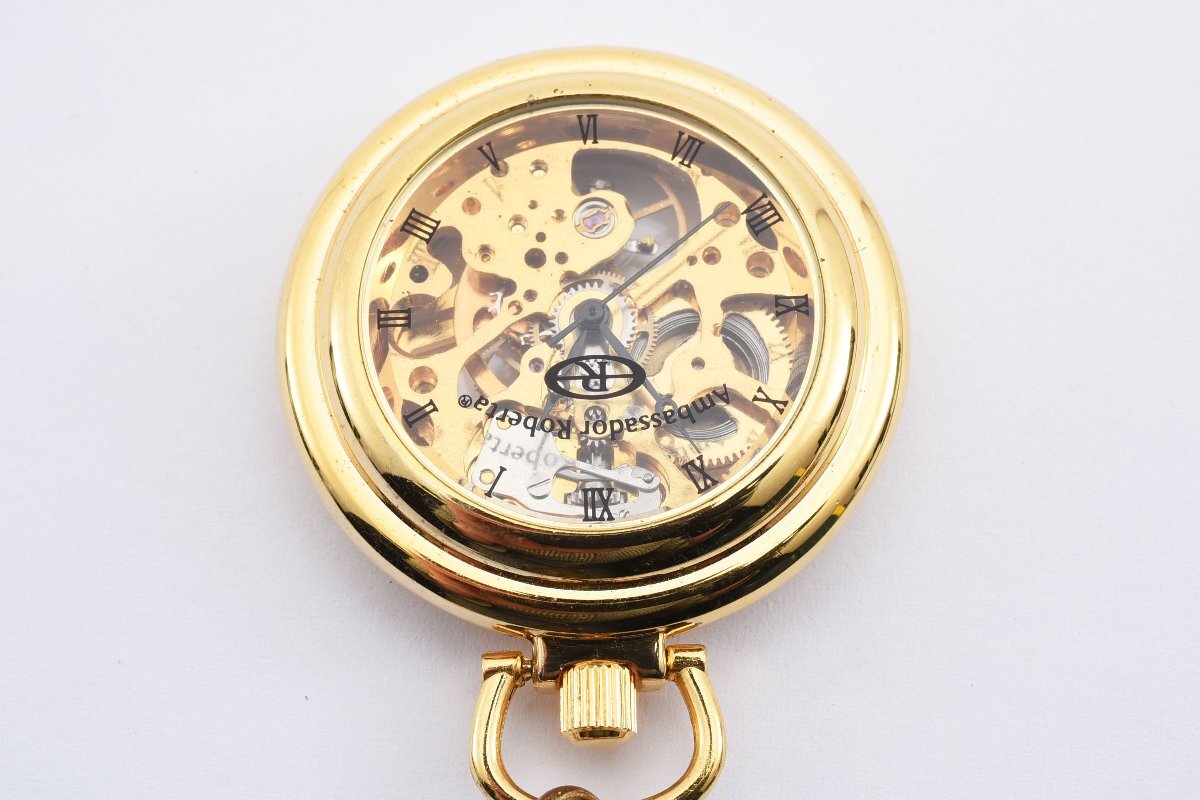 アンバサダーロベルタ 円盤スケルトン 手巻き ゴールド 懐中時計 AmbassadorRobertaの画像4