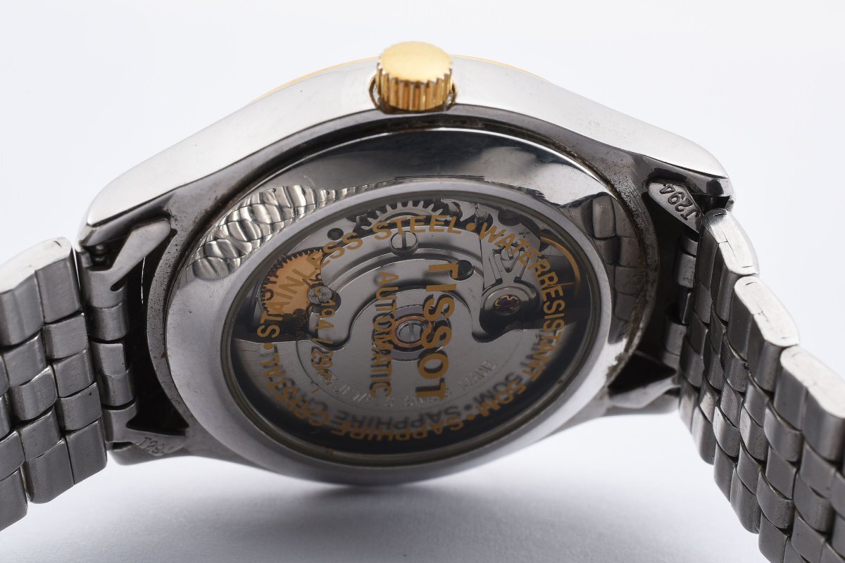 稼働品 ティソ PR50 デイト ゴールド 裏スケ 自動巻き メンズ 腕時計 TISSOTの画像3