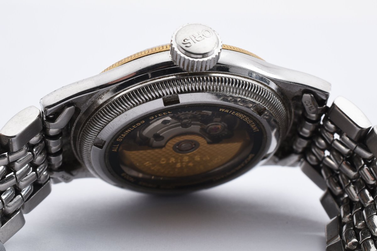 稼働品 オリス デイト 裏スケ ラウンド 7400B 自動巻き メンズ 腕時計 ORISの画像3
