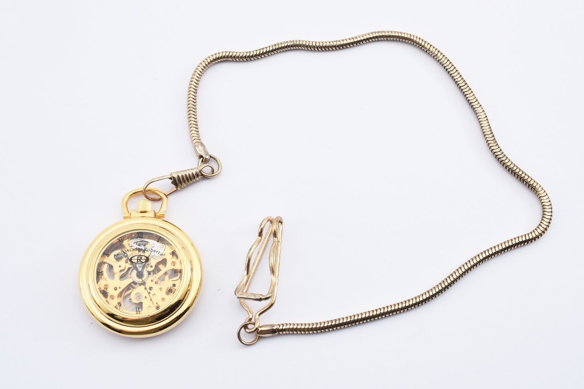 アンバサダーロベルタ 円盤スケルトン 手巻き ゴールド 懐中時計 AmbassadorRobertaの画像2