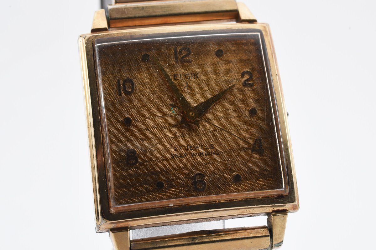エルジン 27JEWELS ゴールド クオーツ メンズ 腕時計 ELGINの画像1