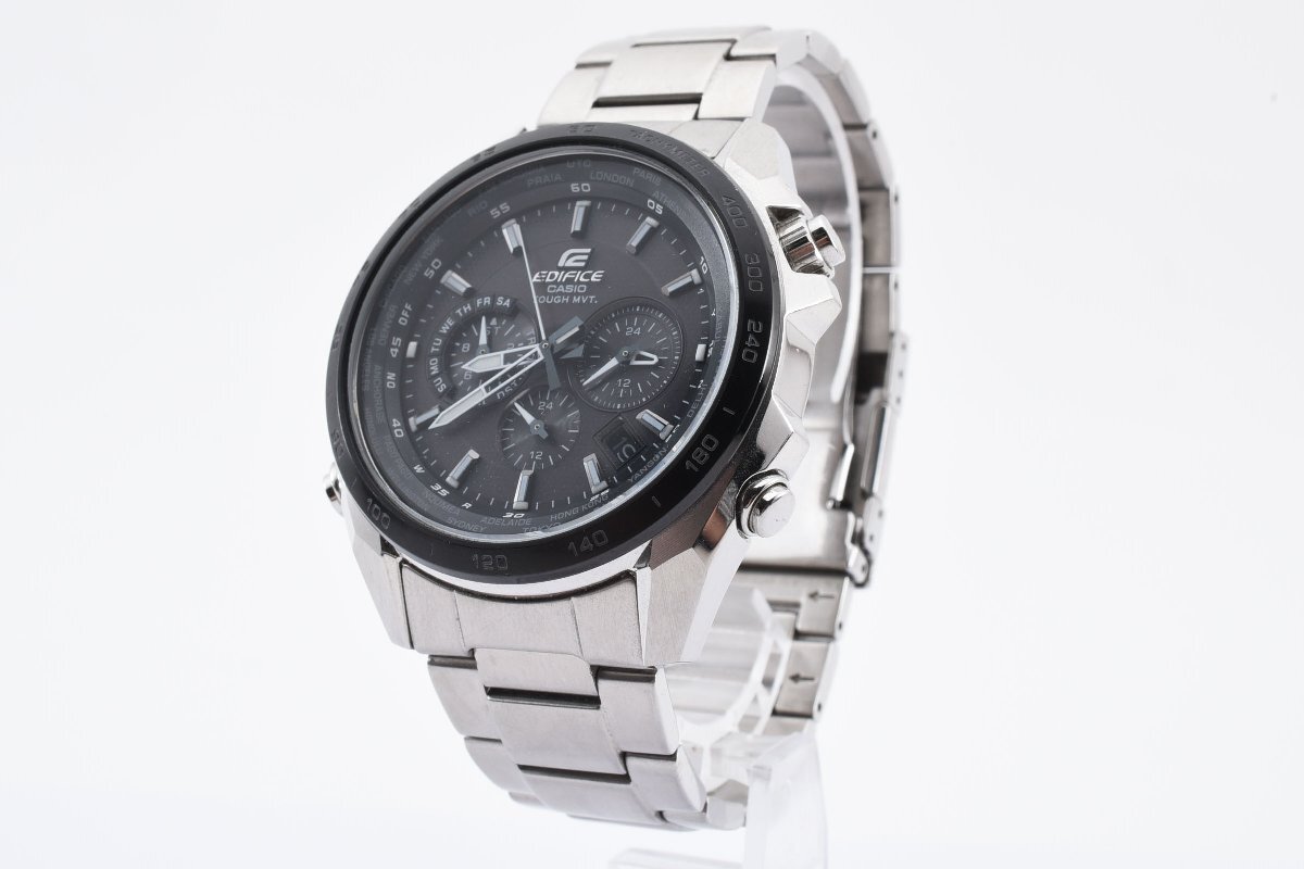 美品 カシオ エディフィス EQW-T610 クロノグラフ ラウンド シルバー ソーラー メンズ 腕時計 CASIO EDIFICEの画像2