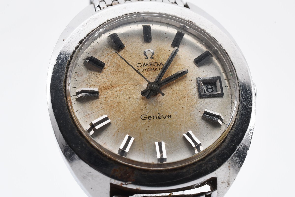 Omega Geneva Date Round Cut Glass Automatic Men's Omega