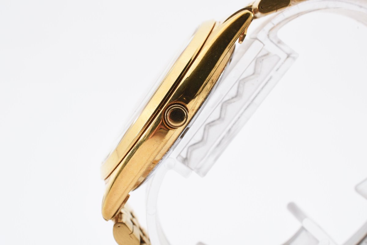  beautiful goods Citizen Date 6100-S96401 round Gold men's quartz wristwatch CITIZEN